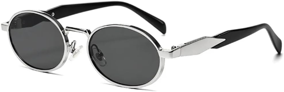 

Солнцезащитные очки с защитой UV400 | Металлические круглые линзы в стиле панк | Цветные линзы | Для женщин и мужчин | Для занятий спортом на открытом воздухе и вождения DSVIGF, Silver-black