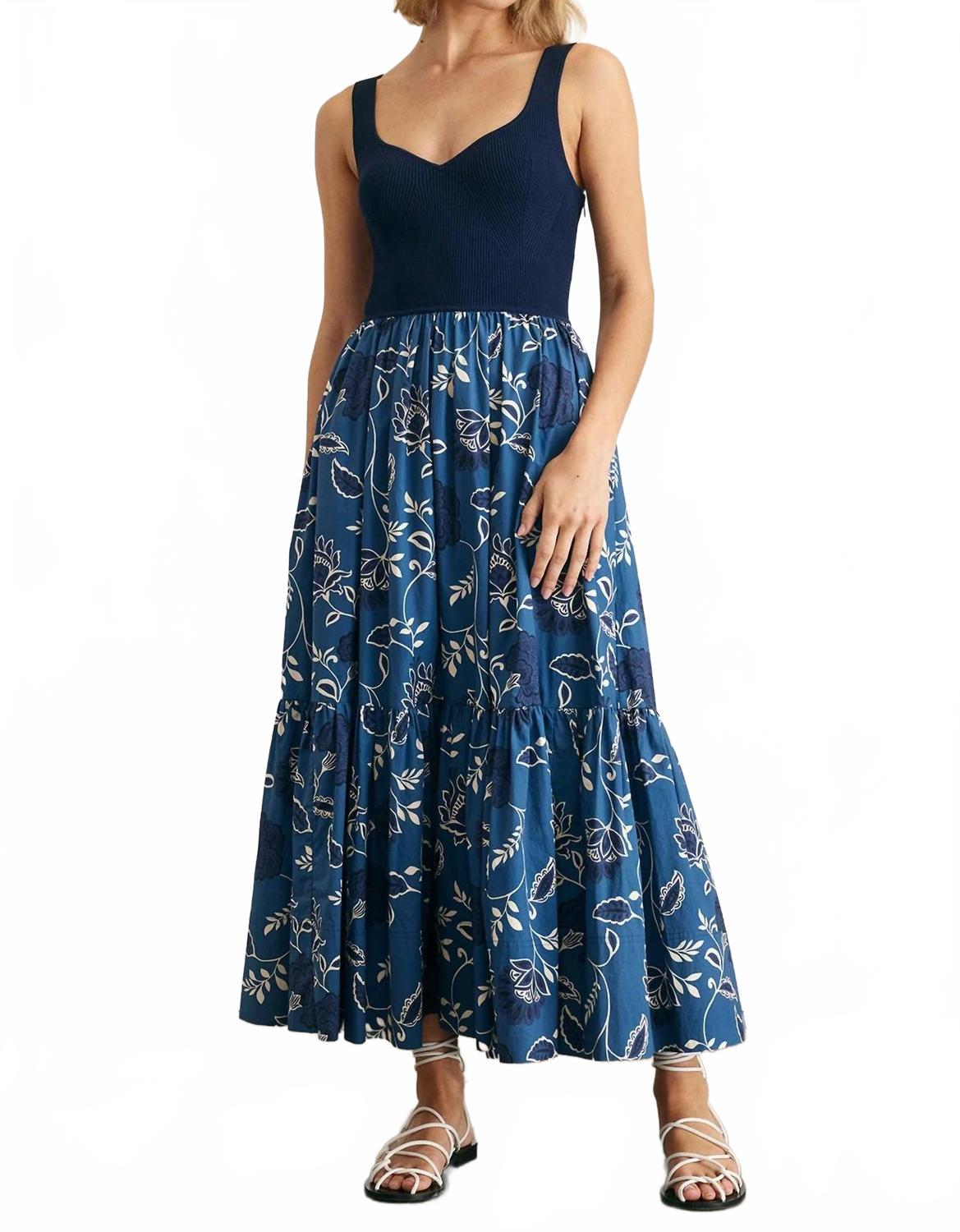 

Жозефина Миди платье в морском синем/французском синем/кремовом Tanya Taylor