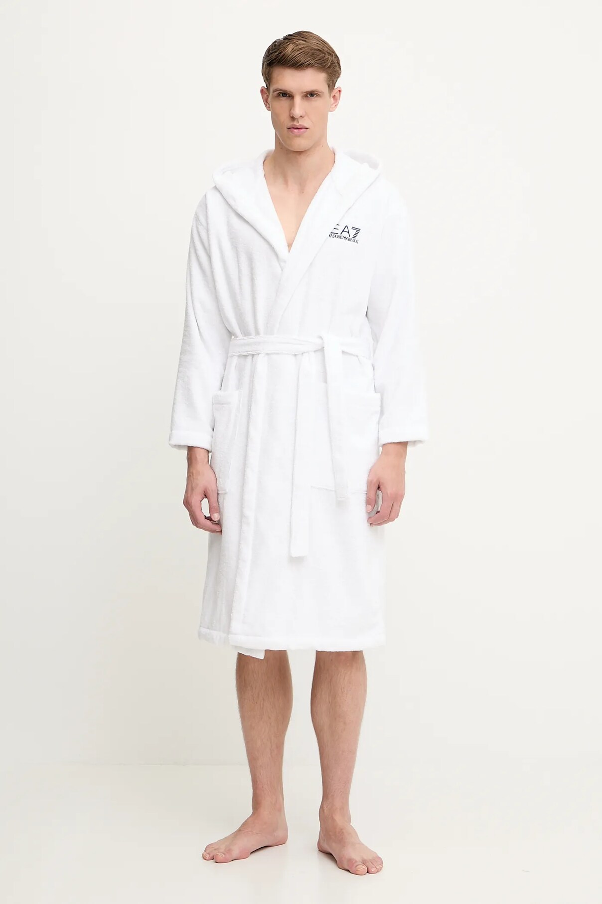 

Хлопковый халат Ea7 Emporio Armani, белый