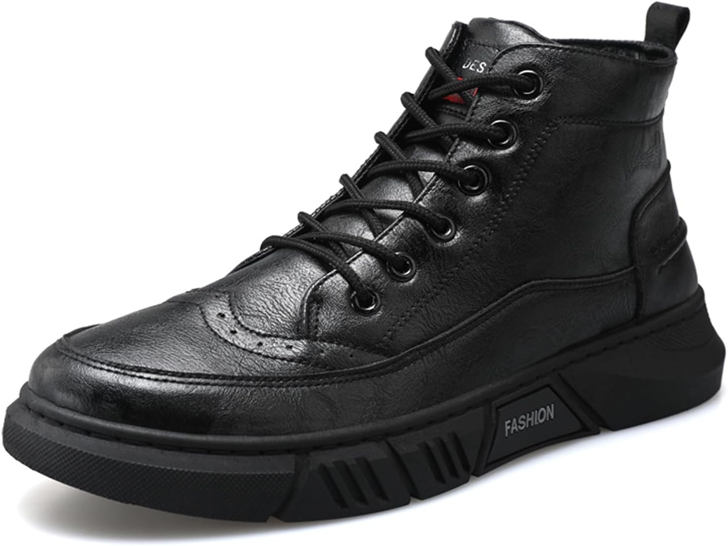 

Мужские высокие ботинки Crepuscute, винтажная кожаная модель, шнуровка, круглый носок, удобная повседневная обувь, модные, нескользящие, для активного отдыха, спорта и походов, черный