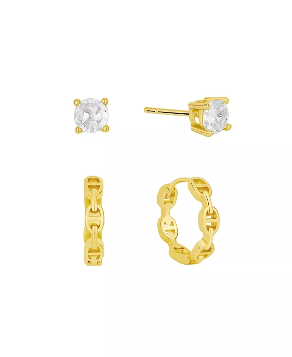 

Комплект из серег-гвоздиков и колец с кубическим цирконием And Now This, gold