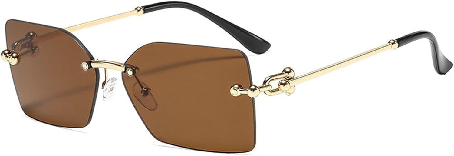 

Солнцезащитные очки без оправы прямоугольной формы для мужчин и женщин. Стильные солнцезащитные очки без оправы в винтажном стиле, квадратные, для летних путешествий willochra, C3