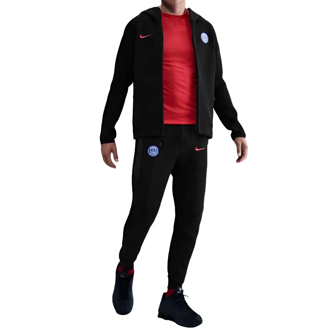 Трикотажные спортивные штаны Nike Paris Saint Germain Men's Black/Red — фото 3
