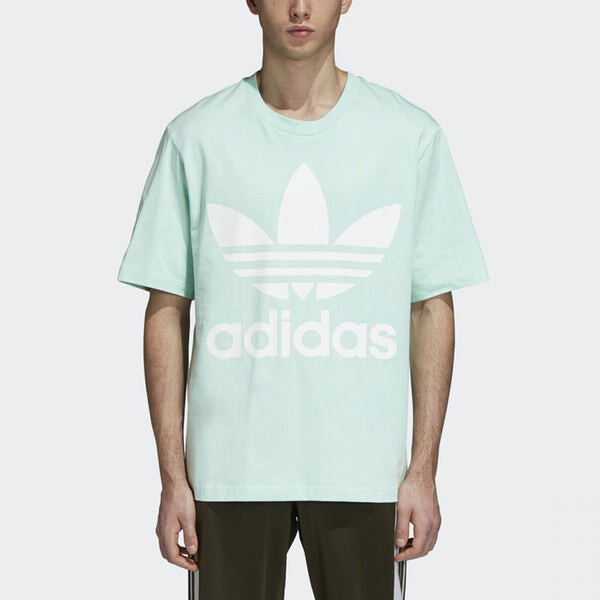 Футболка originals large logo printing round neck short sleeve mint green Adidas, зеленый — фото 3
