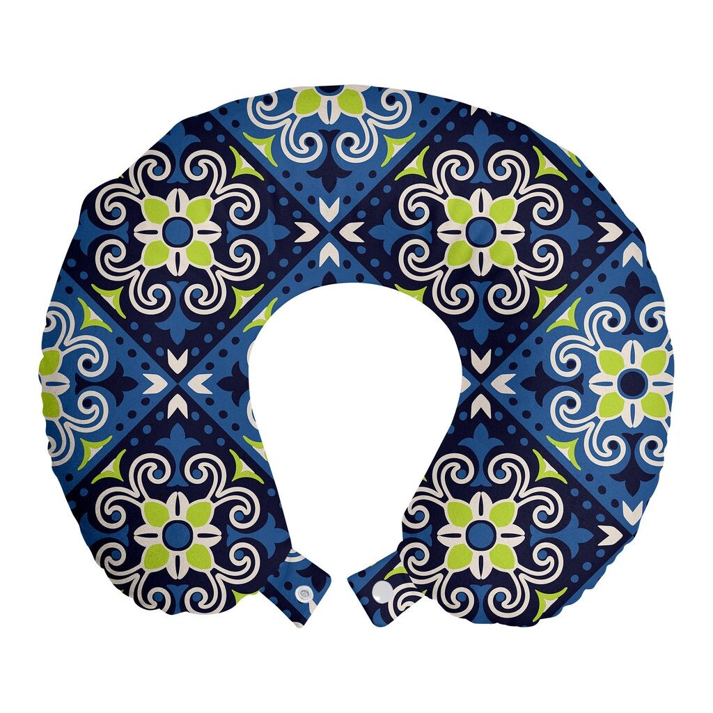 

ABAKUHAUS Абстрактная дорожная подушка для шеи, завитки в горошек, пенопластовый дорожный предмет для самолета и автомобиля, 30x30 см, яблочно-зеленый ночной синий