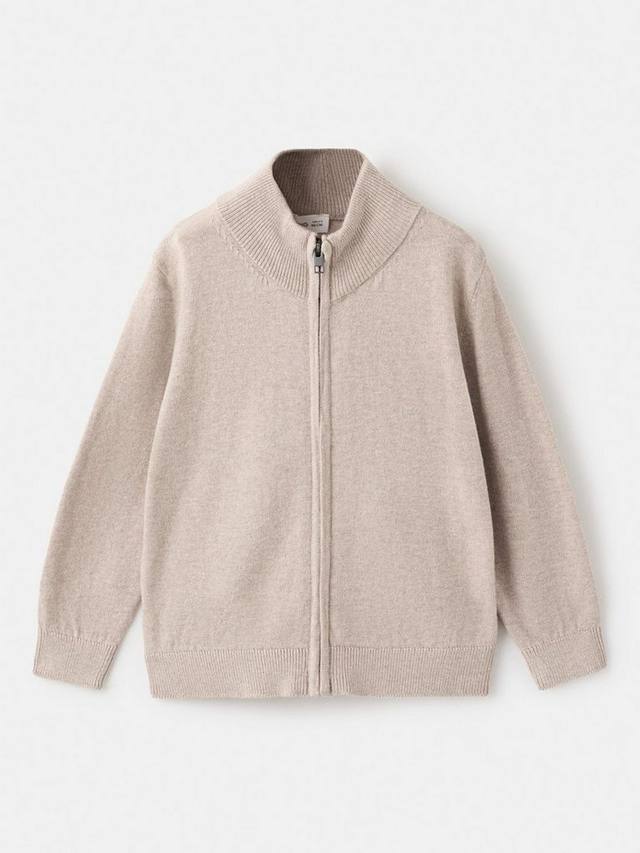 

Детский кардиган Luke Cotton с высоким воротником и молнией Mango, Light Beige