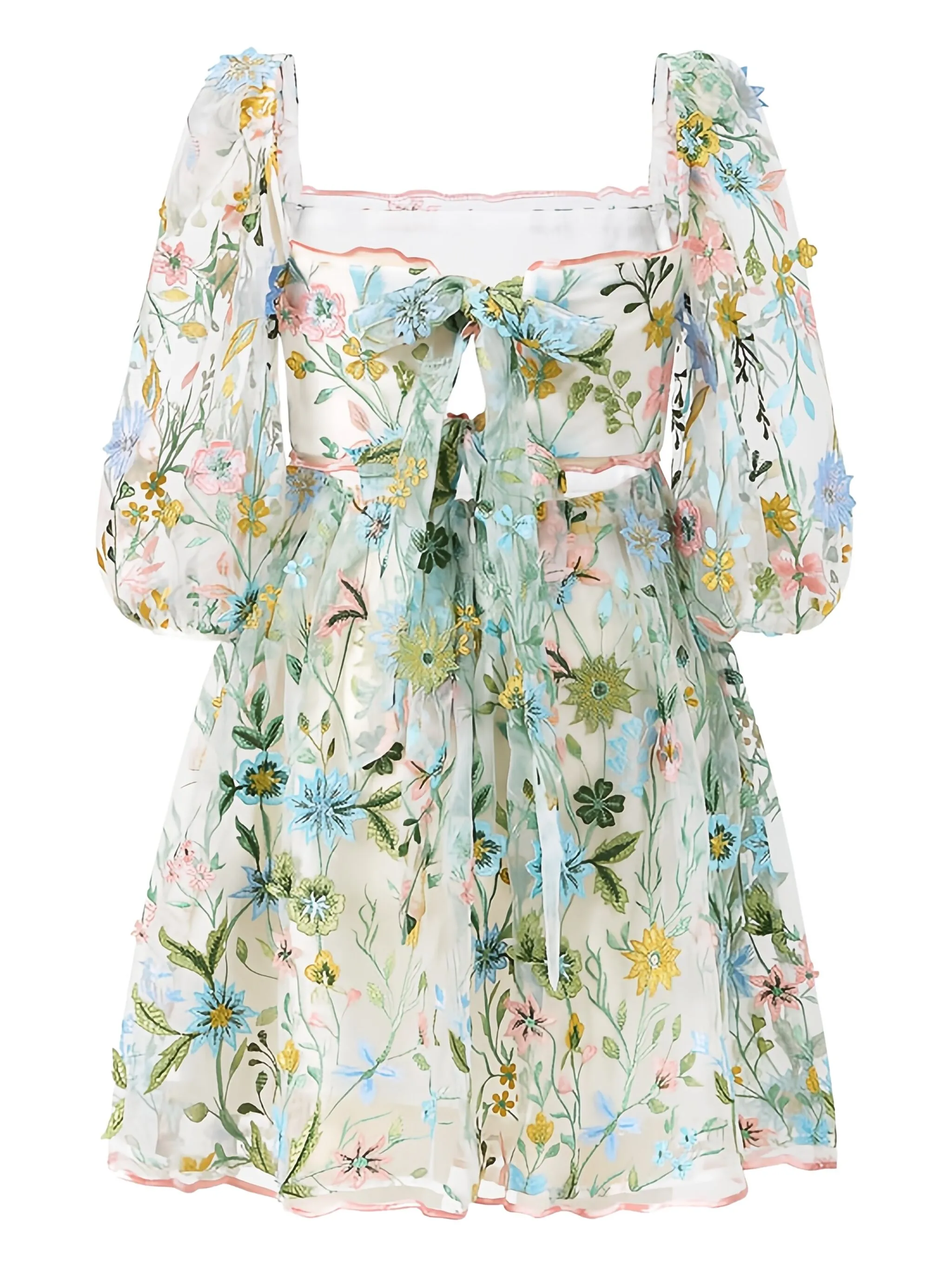 

Платье Mila с объемными рукавами и вышивкой Marlo, белый