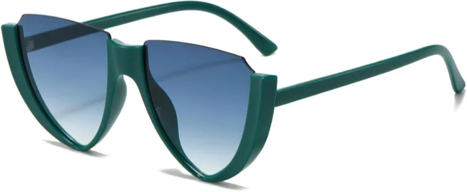 

Модные солнцезащитные очки в полуободковой оправе для мужчин и женщин, в стиле ретро, ​​люкс, тренд, панк, для активного отдыха, путешествий и вождения, защита от УФ-излучения UV400 TKKTLLT, Green Green