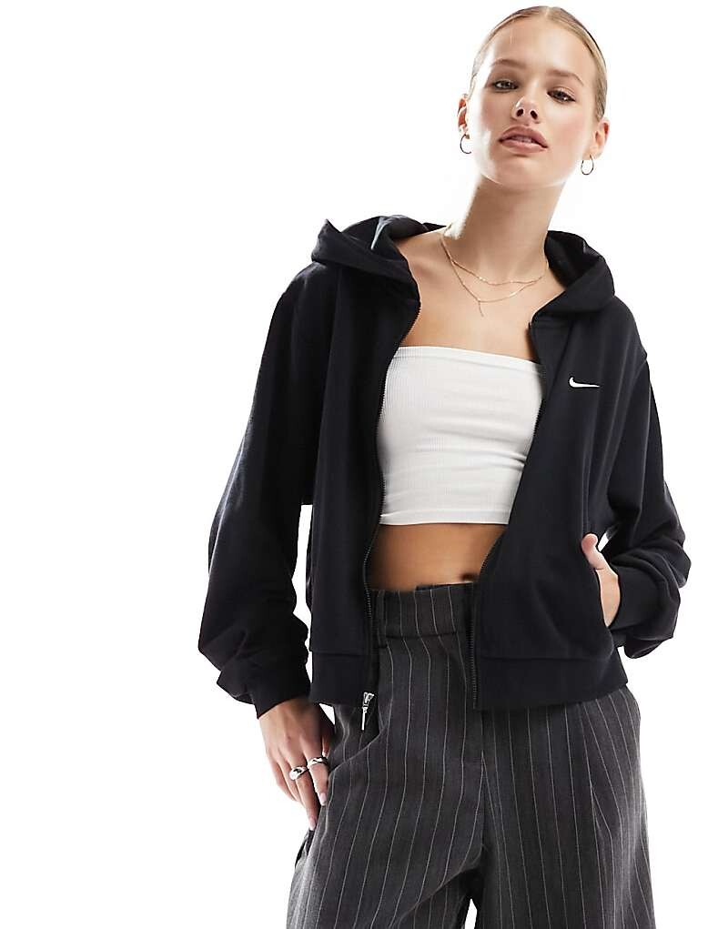 

Черная худи на молнии Nike French Terry