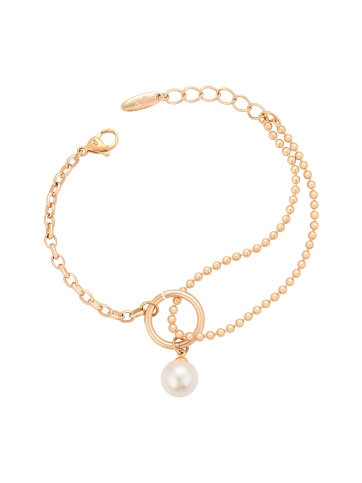 

Faina Женский браслет-цепочка с бусинами, розовое золото, белый