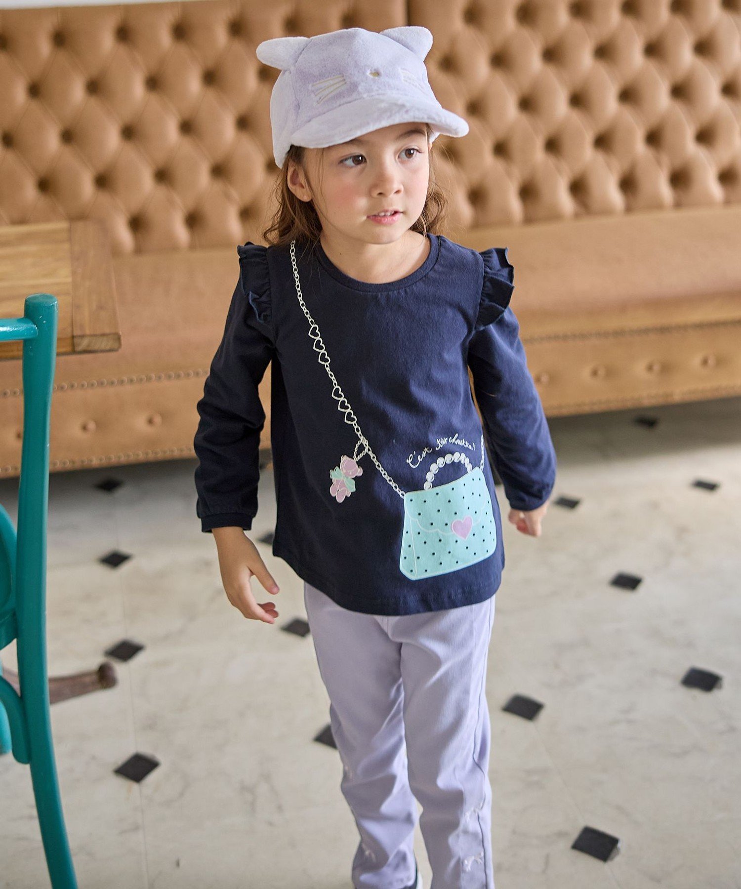 Футболка с длинным рукавом 7days Print Any Kids, Navy x Pouch [075] — фото 3