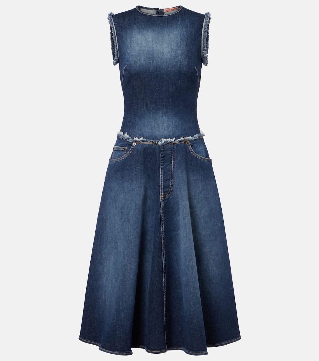 

Платье миди из потертого денима Duffena Acne Studios, Dark Blue