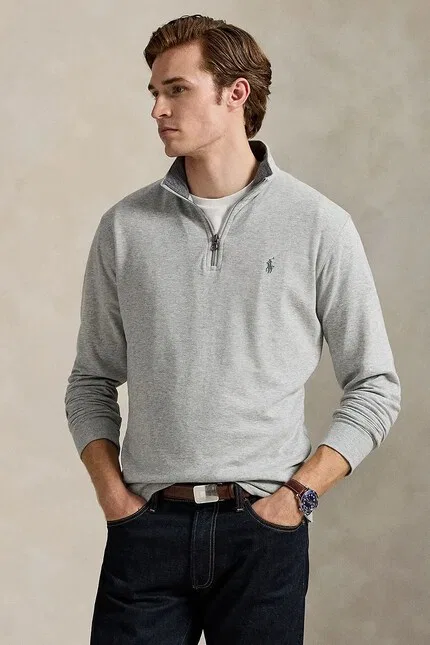 Худи из меланжевой ткани Polo Ralph Lauren, серый