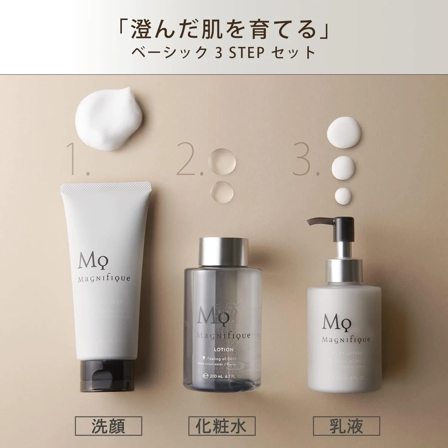 Набор для ухода за кожей Kose Magnifique 3-Step Set с очищающей пенкой, лосьоном и молочным лосьоном, 130 г + 200 мл + 150 мл — фото 2