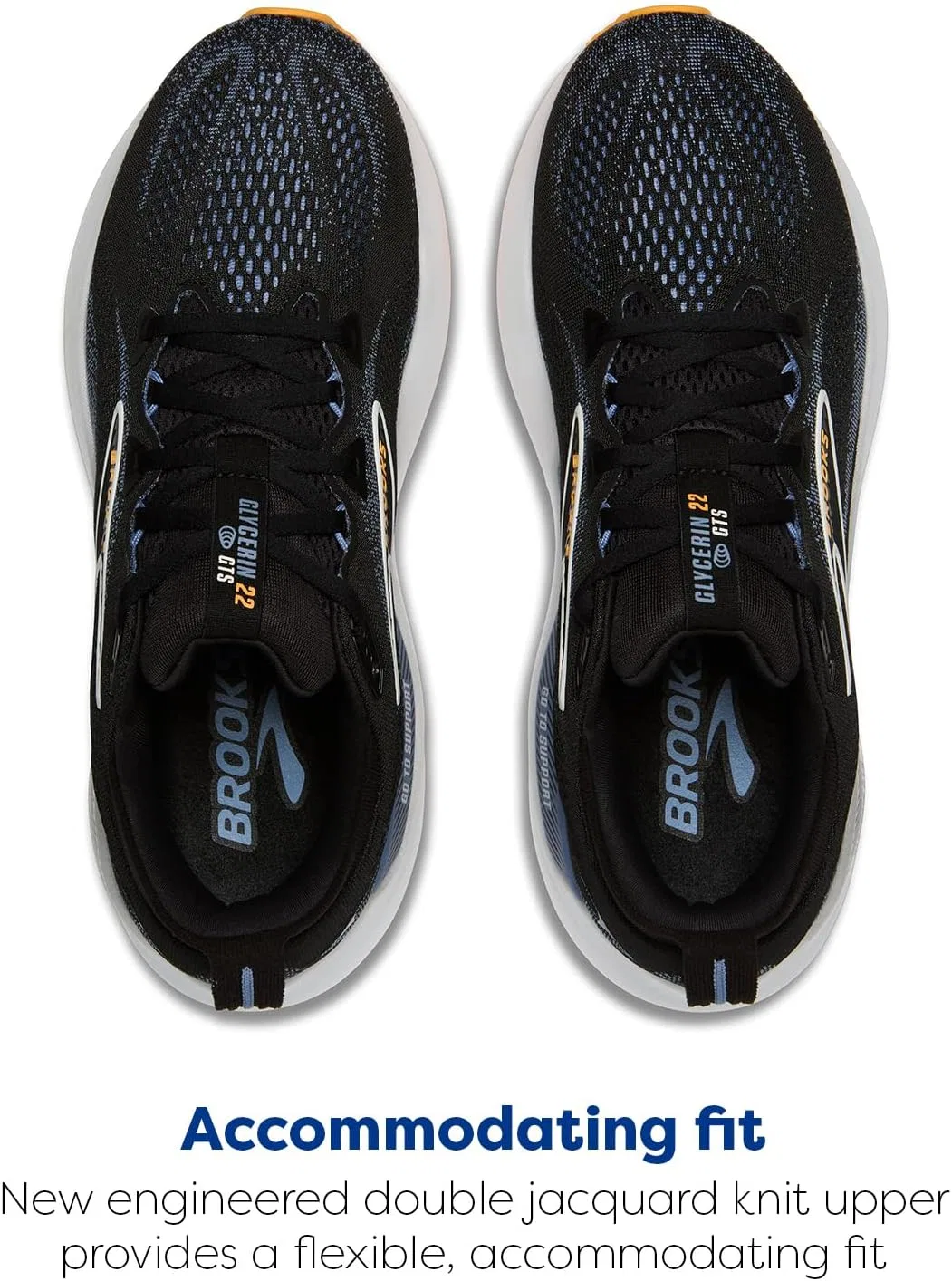 Мужские нейтральные беговые кроссовки Brooks Glycerin 22, Black Blue Country Orange Pop — фото 4