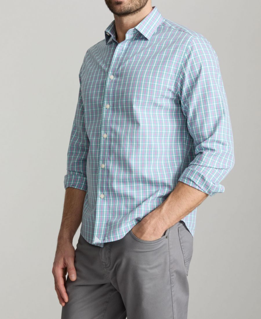 

Мужская рубашка Fairchild стандартного кроя, немнущаяся, на пуговицах UNTUCKit, Green