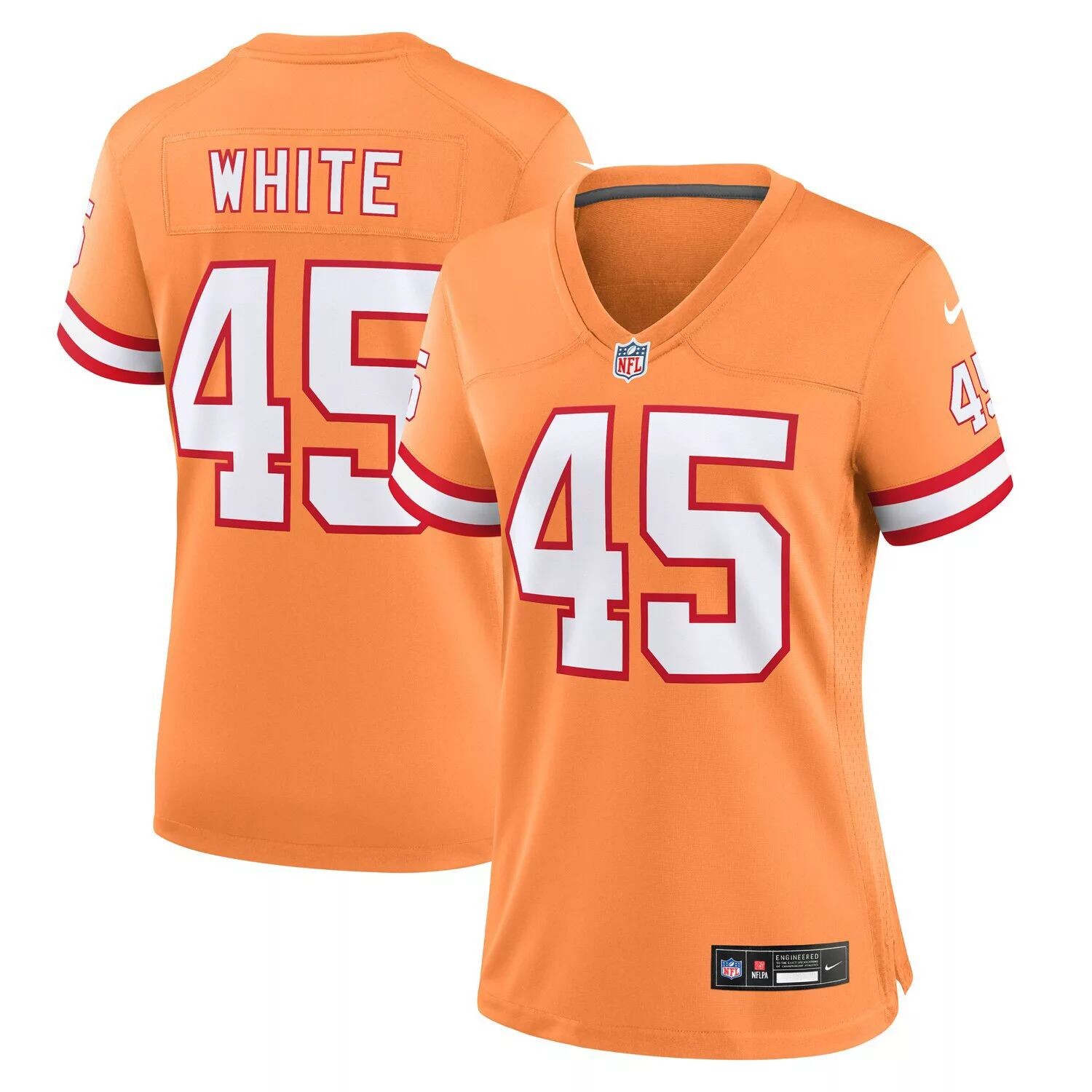 

Женское джерси Nike Devin White Orange Tampa Bay Buccaneers Throwback Game Nike