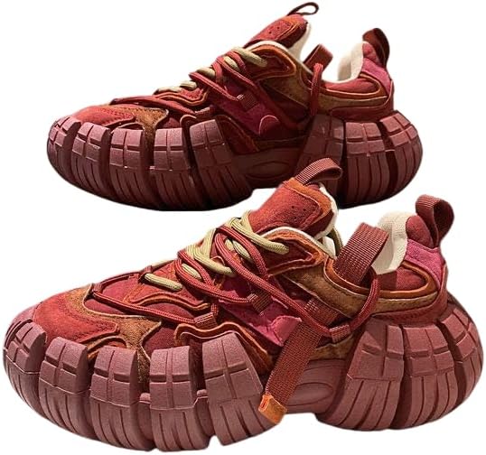 

Мужские кроссовки на платформе с цветными блоками, удобные и стильные, для прогулок на улице, бега и кемпинга, на все сезоны, шнуровка Hhhchpm, красный