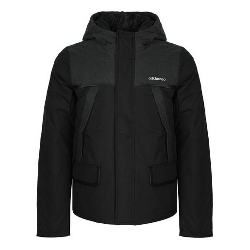 

Пуховик adidas neo Splicing Stay Warm Sports hooded down Jacket Black, мультиколор