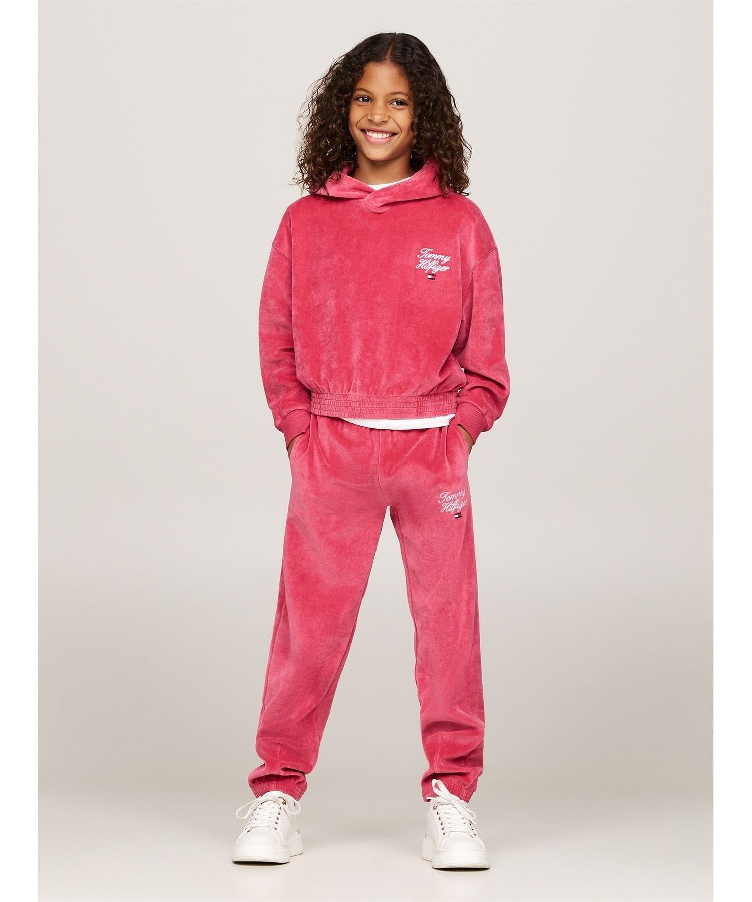 Свитшот ДЕВОЧКИ Script Velour Parka Tommy Hilfiger, Pink XI0 — фото 3