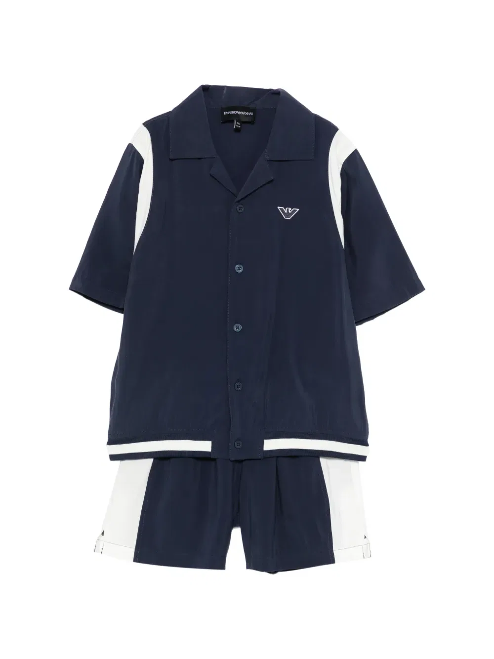 Комплект из топа и шортов с вышитым логотипом Emporio Armani Kids, синий
