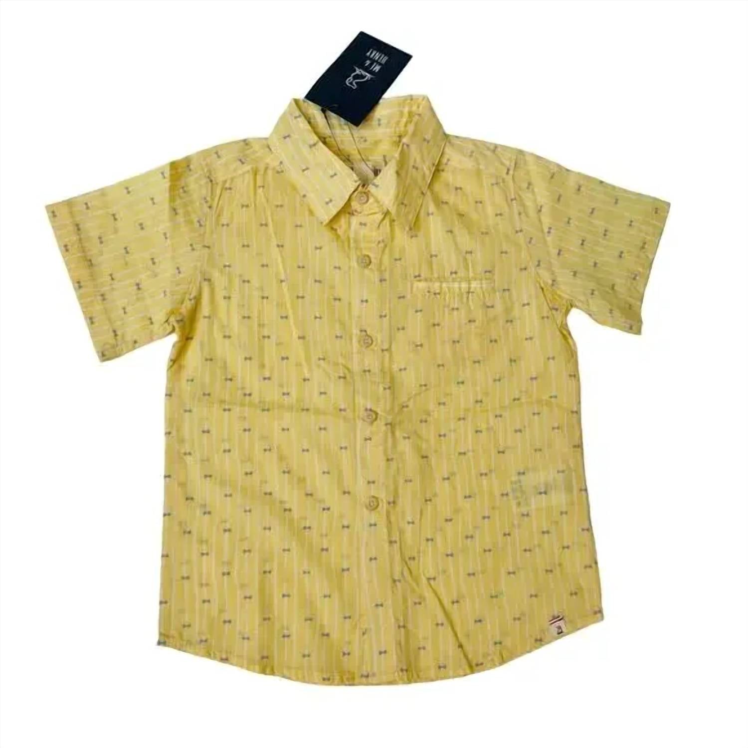 

Рубашка с коротким рукавом для мальчика в цвете Pier Yellow с галстуком-бабочкой ME & HENRY