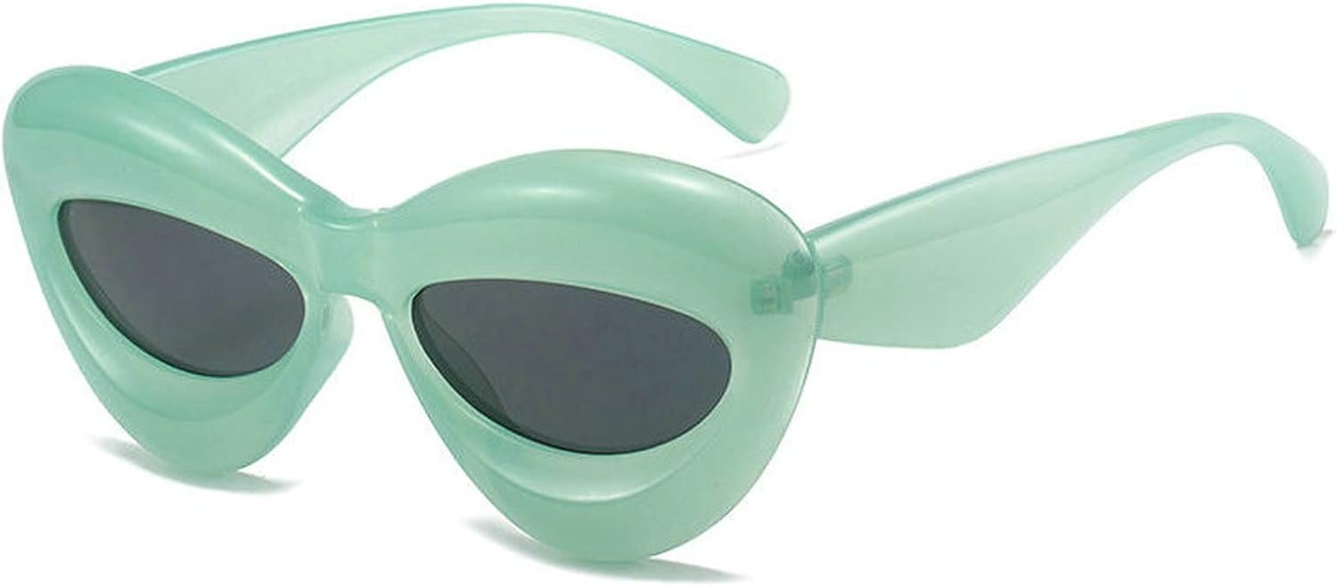 

Солнцезащитные очки COTIA в стиле ретро «Кошачий глаз», яркие цвета, модные для женщин, в стиле панк и хип-хоп, с овальными линзами, защита от УФ-излучения UV400, уникальные солнцезащитные очки для мужчин, Green