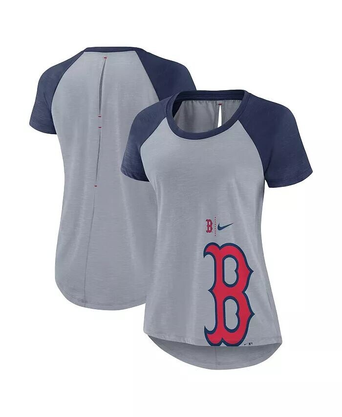

Женская модная футболка Heather Grey Boston Red Sox Summer Breeze Raglan Nike