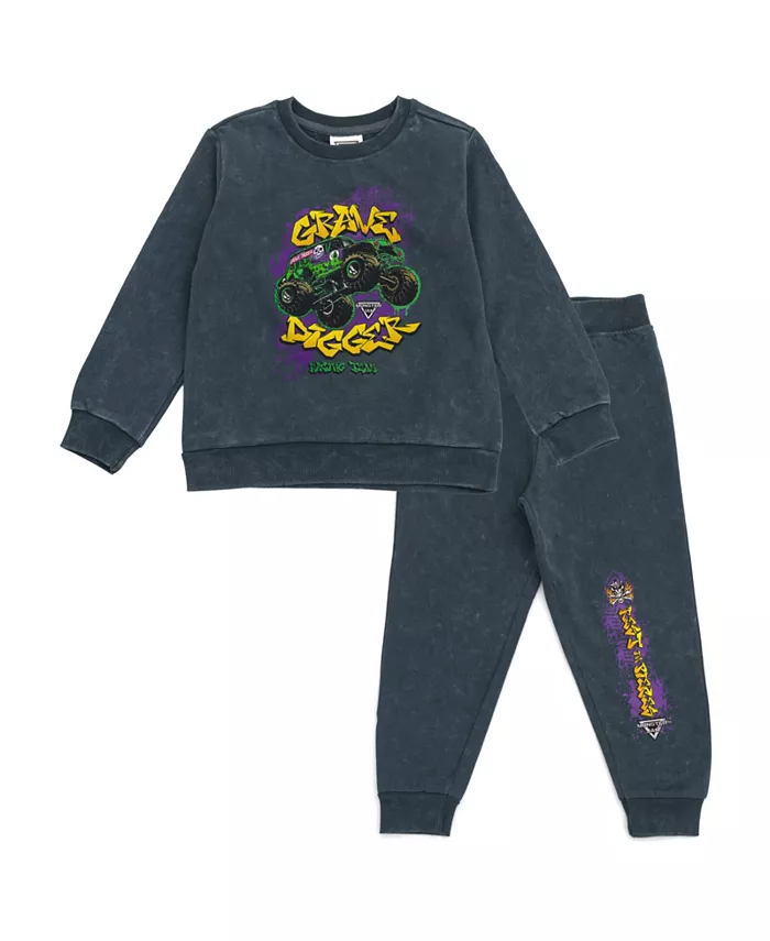 

Комплект для мальчиков Toddler Boys Grave Digger: толстовка и брюки-джоггеры из флиса Monster Jam, синий