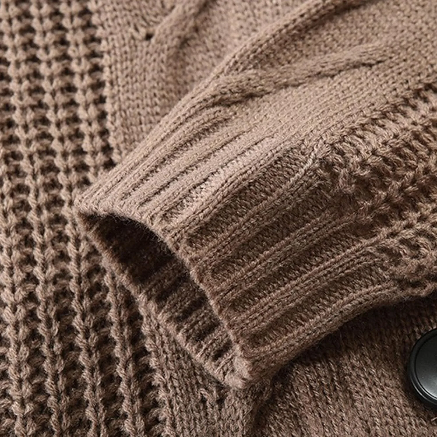 Мужской кардиган с воротником шаль, slim fit, кабельная вязка, длинный рукав, wool blend — фото 3