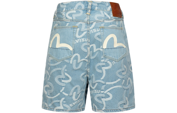 

EVISU Джинсовые шорты мужские, синие, с принтом по всей поверхности