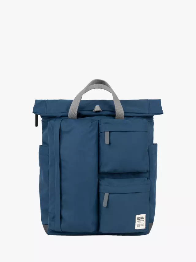 

Рюкзак ROKA London Waterhouse Recycled Canvas Rolltop, синий