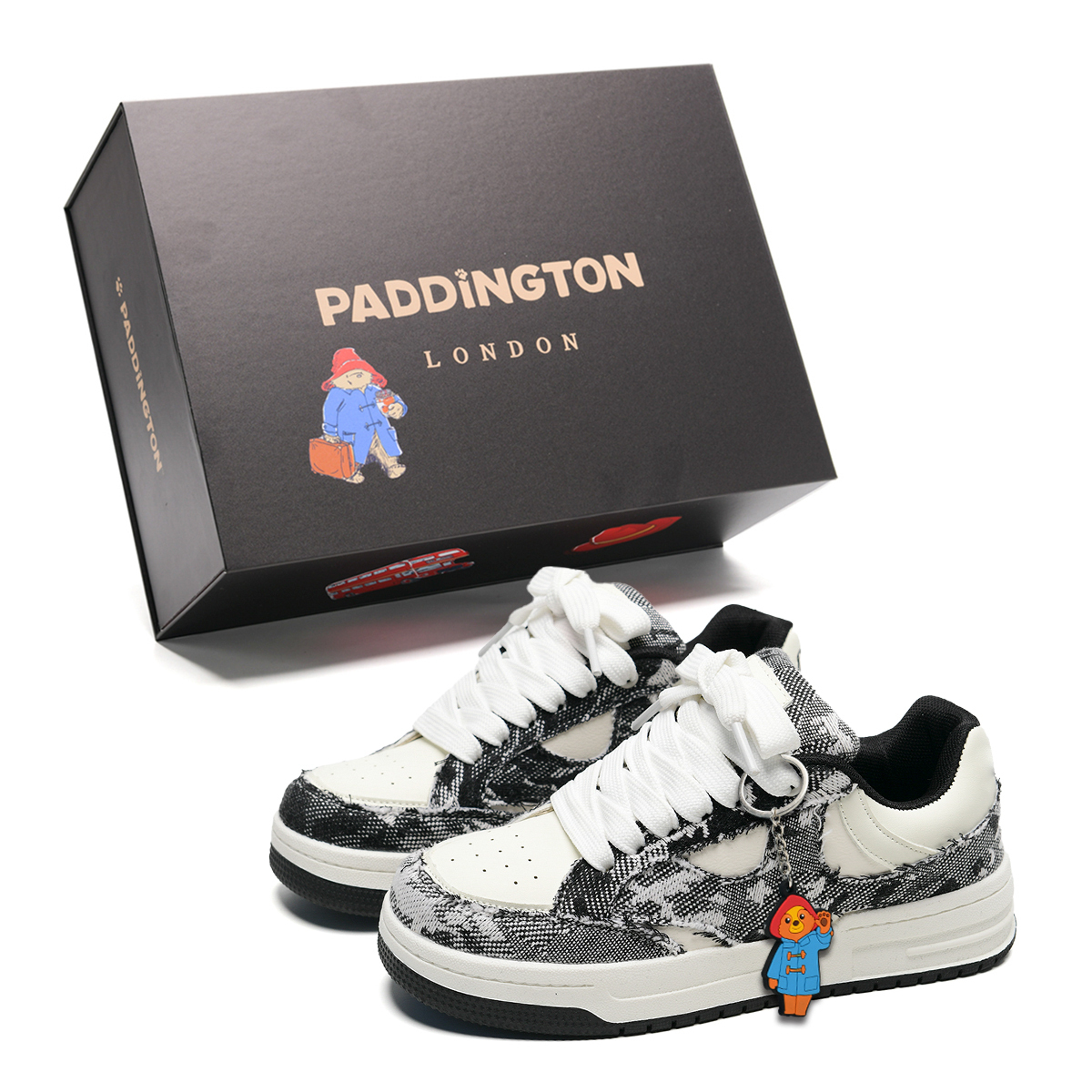 

Paddington Bears Износостойкие и легкие низкие скейтерские кроссовки унисекс черные с бесплатной пряжкой в виде медвежонка Паддингтона