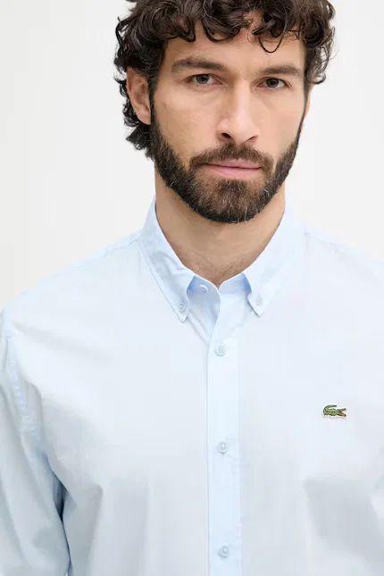 Классическая рубашка из чистого хлопка Lacoste, синий — фото 4