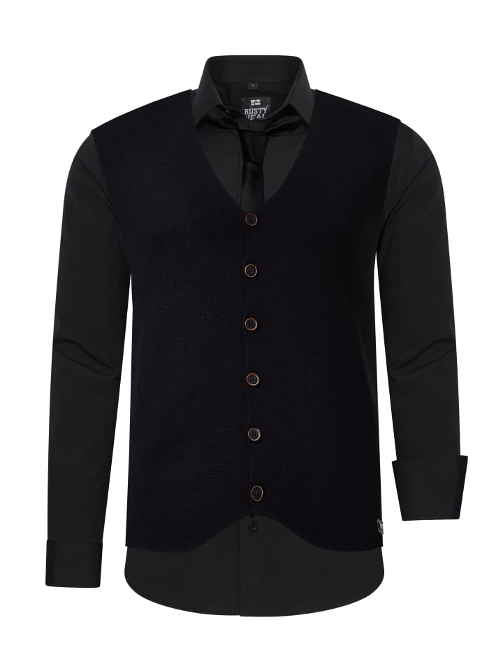 

Рубашка с жилетом и галстуком, комплект из 3 предметов, черный Rusty Neal