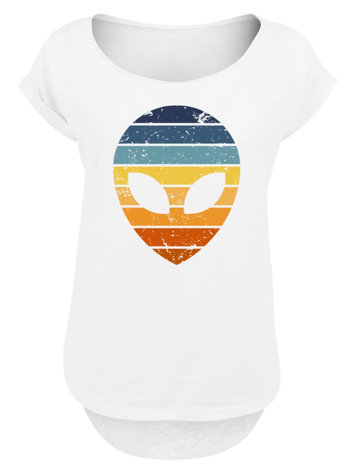 

Удлиненная футболка Alien Sunset Retro белого цвета F4NT4STIC, Белый, Удлиненная футболка Alien Sunset Retro белого цвета F4NT4STIC