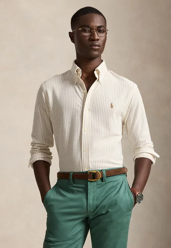 Рубашка оксфорд в полоску Polo Ralph Lauren, белый/прибрежный бежевый