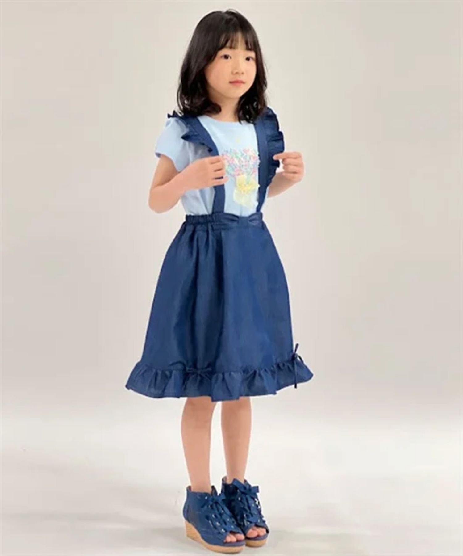 Джинсовая юбка с подтяжками и лямками Axes Femme Kids, Wash — фото 2