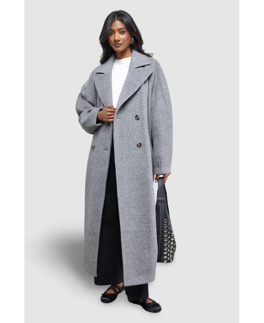 

Женское длинное пальто оверсайз с плиссированной спинкой Warehouse, Grey marl