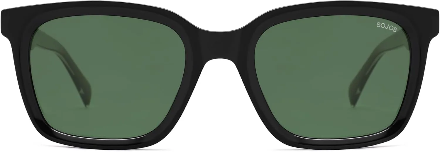 

Солнцезащитные очки SOJOS Acetate Squared Polarized для женщин и мужчин с закругленными краями, в стиле ретро, ​​классические, унисекс, защита UV400, Black/Grey