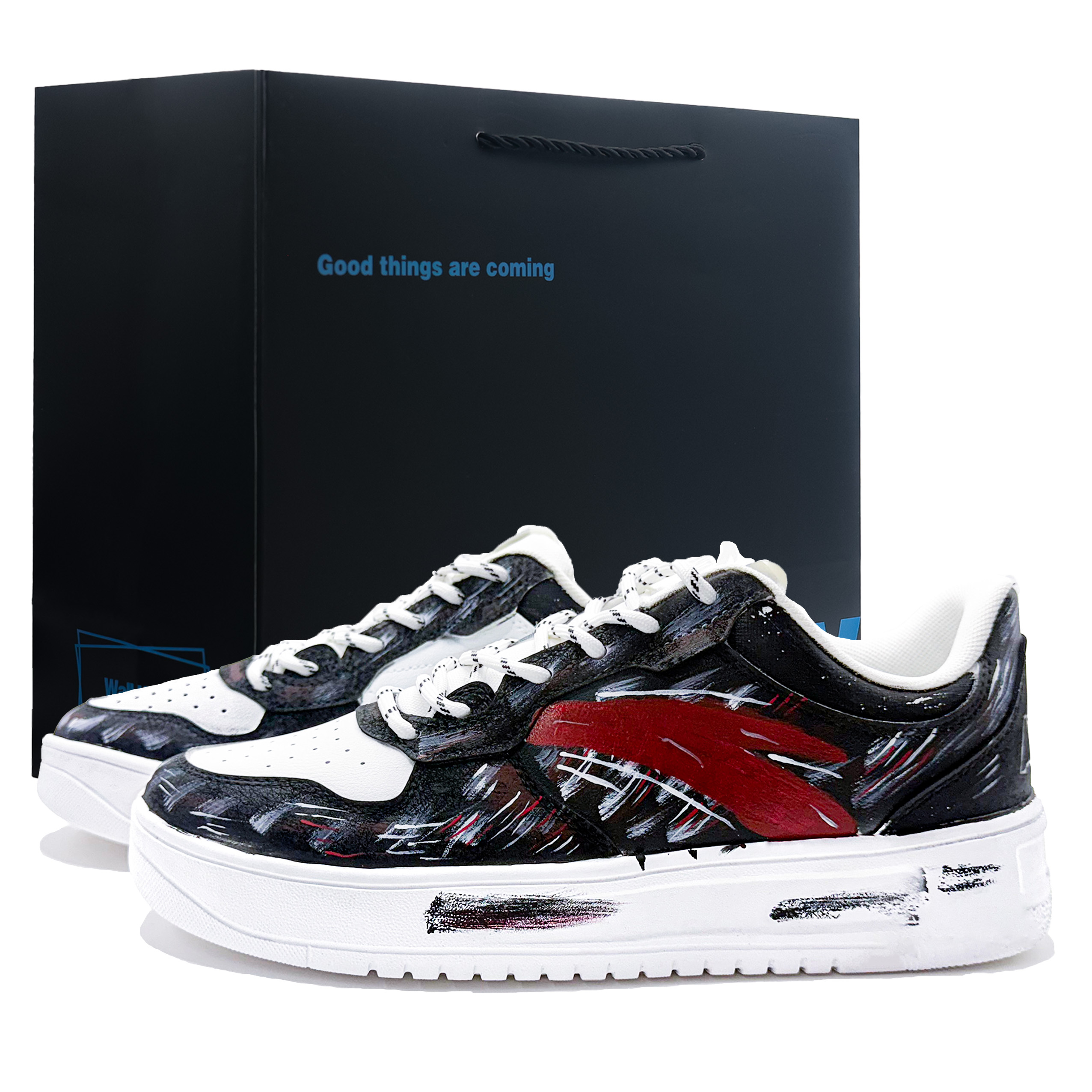 

ANTA Комфортные, нескользящие, амортизирующие, низкие, мужские, кроссовки для скейтбординга, черно-красные