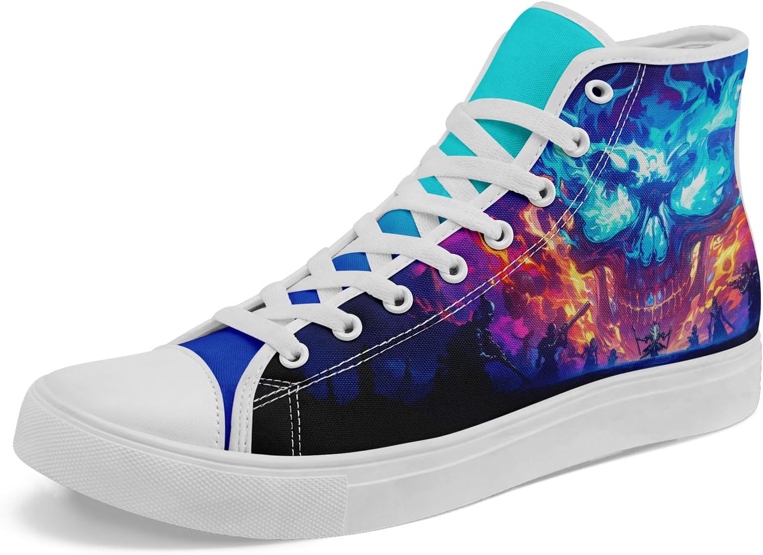 

Высокие кеды на шнуровке AWSOLE Gothic с черепом для мужчин и женщин с принтами бабочек, пламени и цветов, яркие плоские повседневные кроссовки для прогулок, белый/синий/оранжевый/фиолетовый