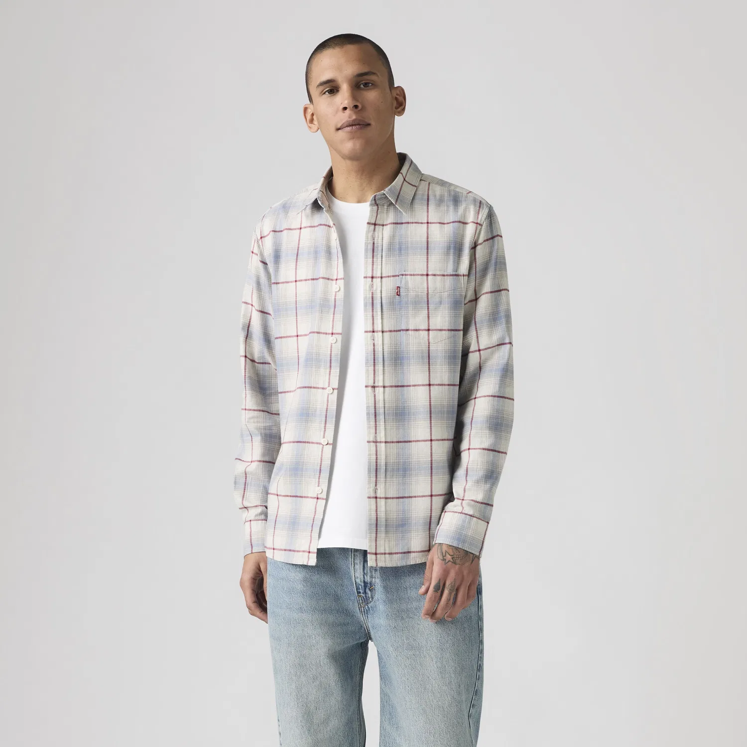 Классическая фланелевая рубашка с одним карманом, стандартного кроя Levi's, Blue — фото 3