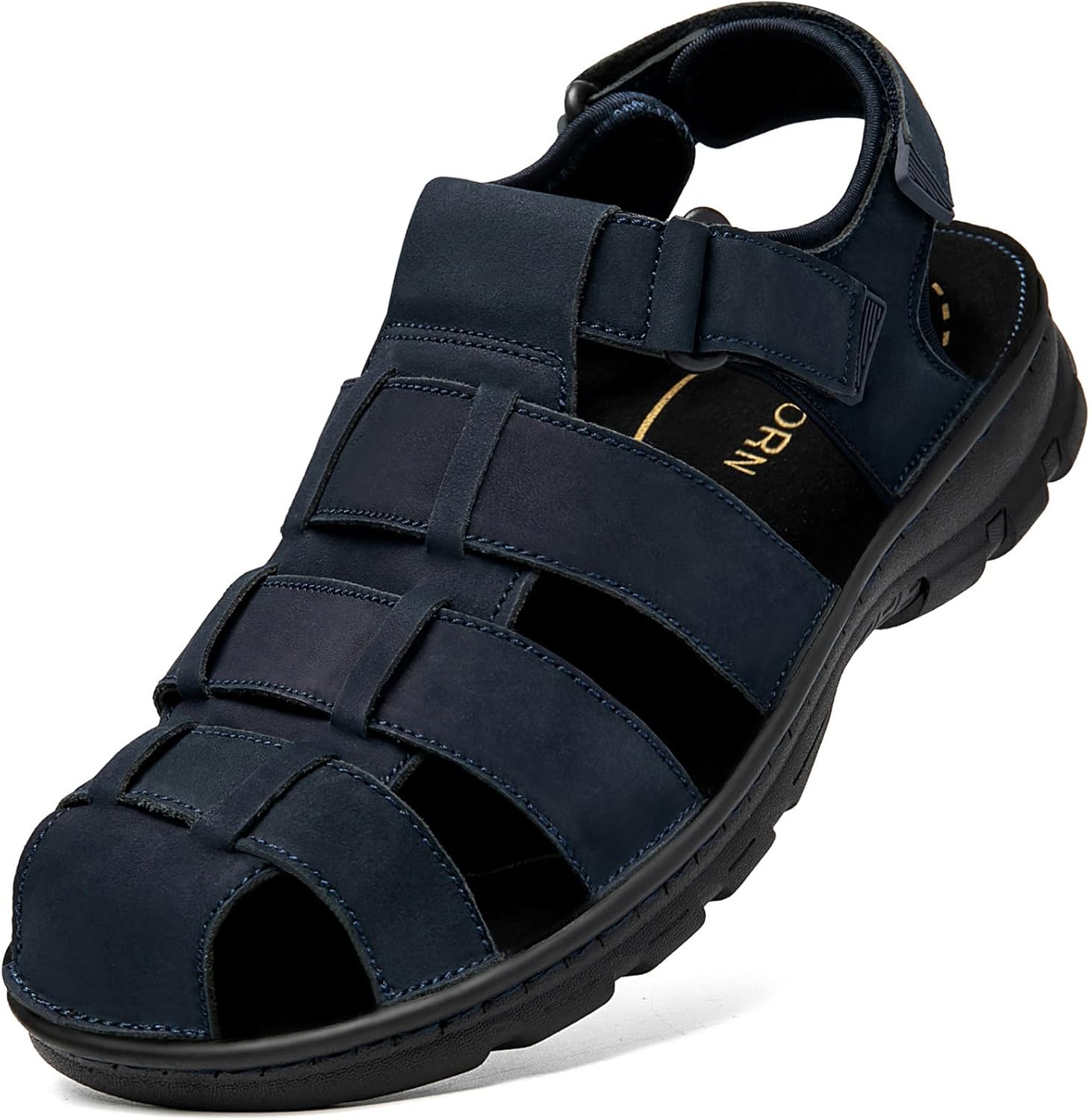 

Мужские кожаные сандалии для рыбаков с закрытым носком, для прогулок, повседневного и спортивного использования, с амортизирующей стелькой из пены с эффектом памяти, летние, уличные, регулируемые и удобные Boveshorn, синий