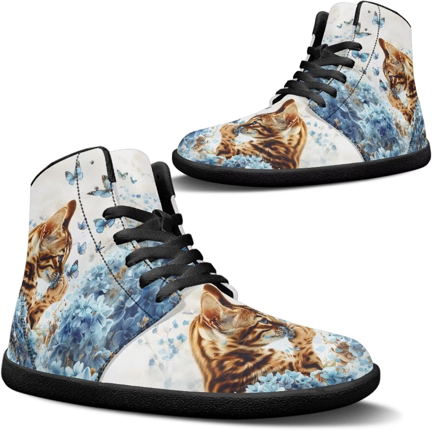 

Мужские модные кроссовки Jeiento, минималистичные обувь с нулевым перепадом подошвы, прогулочные обувь с широкой передней частью, ботинки, обувь с изображением кошек и животных, голубой