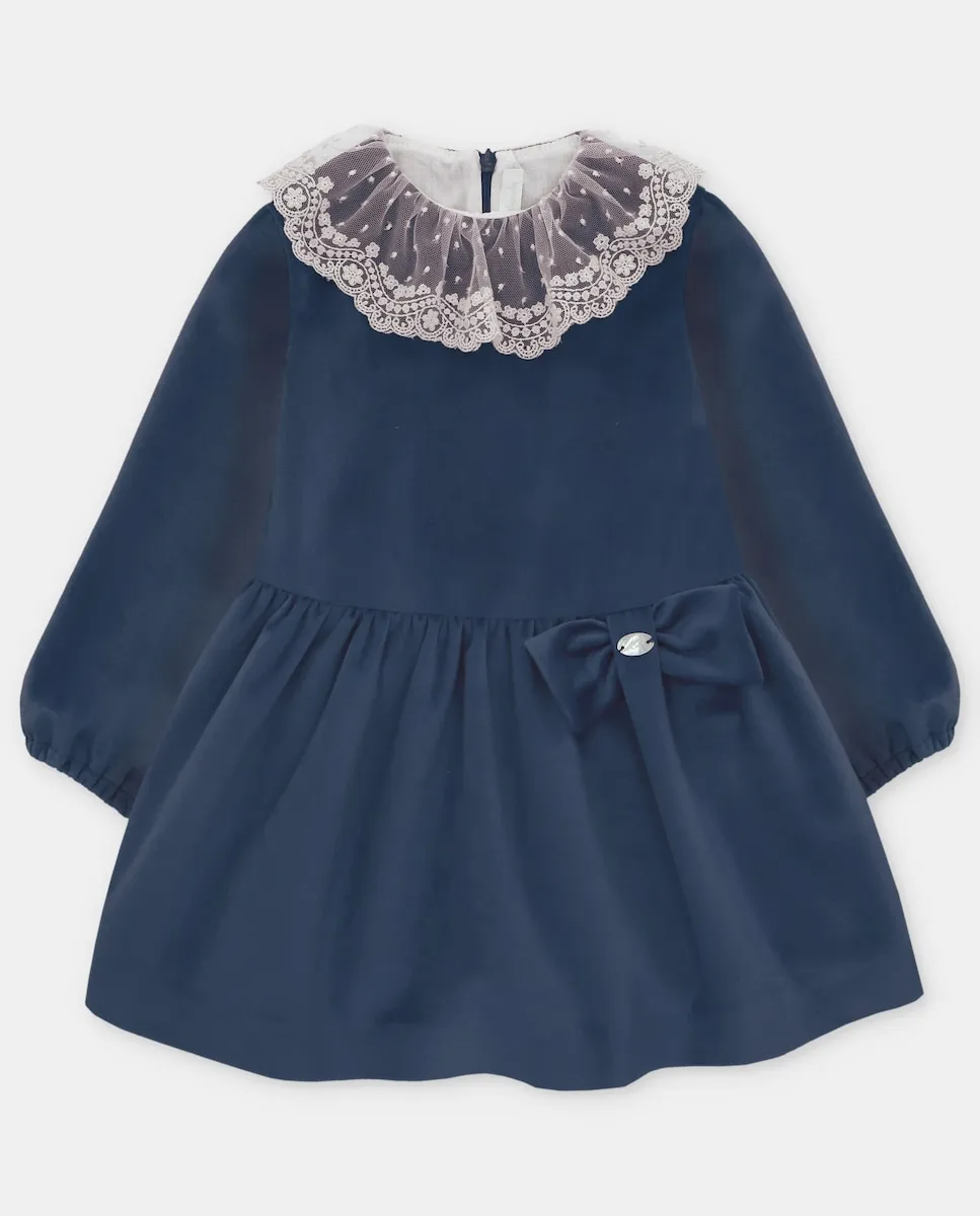 

Бархатное детское платье темно-синего цвета Martín Aranda