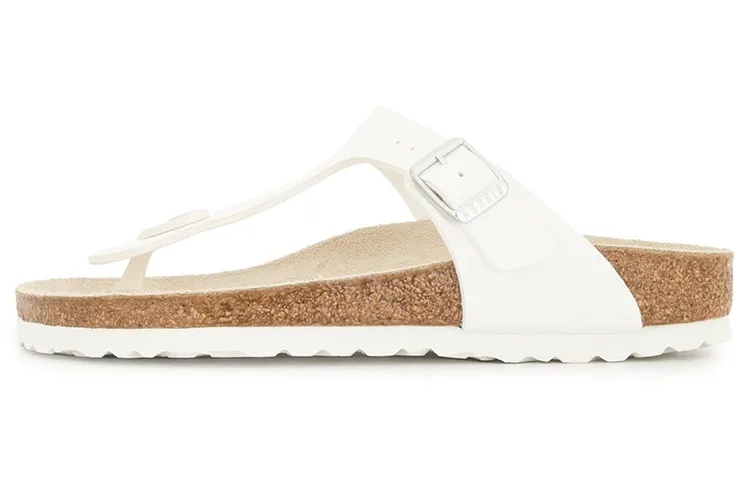 Birkenstock Gizeh Rubber Sole Abrasion Resistant Flip Flops Unisex White Brown