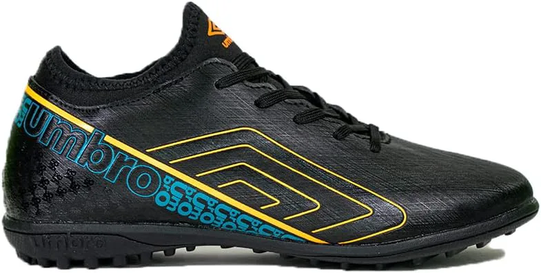 Футбольные бутсы Umbro Spirito Youth Turf, черный/оранжевый/синий — фото 2