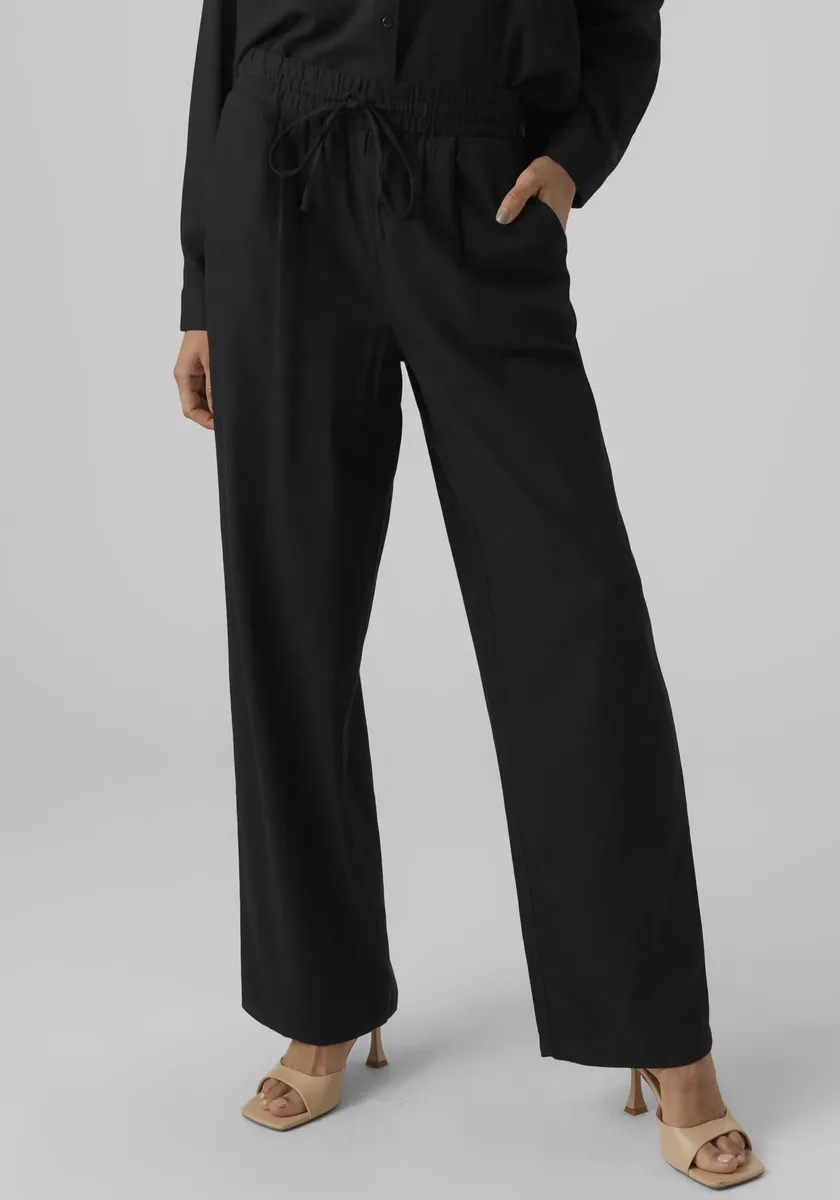 

Брюки без застежки Vero Moda "VMJESMILO WIDE PANTS GA NOOS", с льном, черный