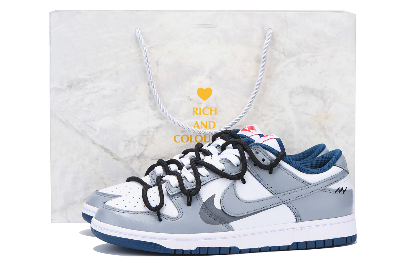 

Кроссовки Nike Dunk Skateboarding Shoes Men Low-top White/blue/gray, темно-синий